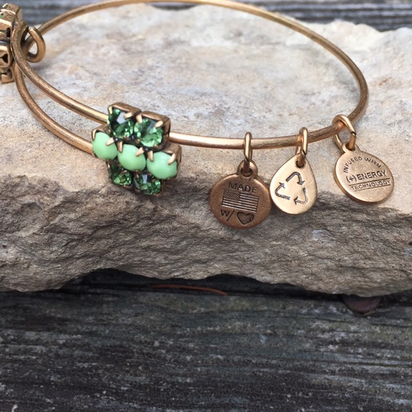 Alex and Ani bracelet with pretty green accents - Picture 2 of 4